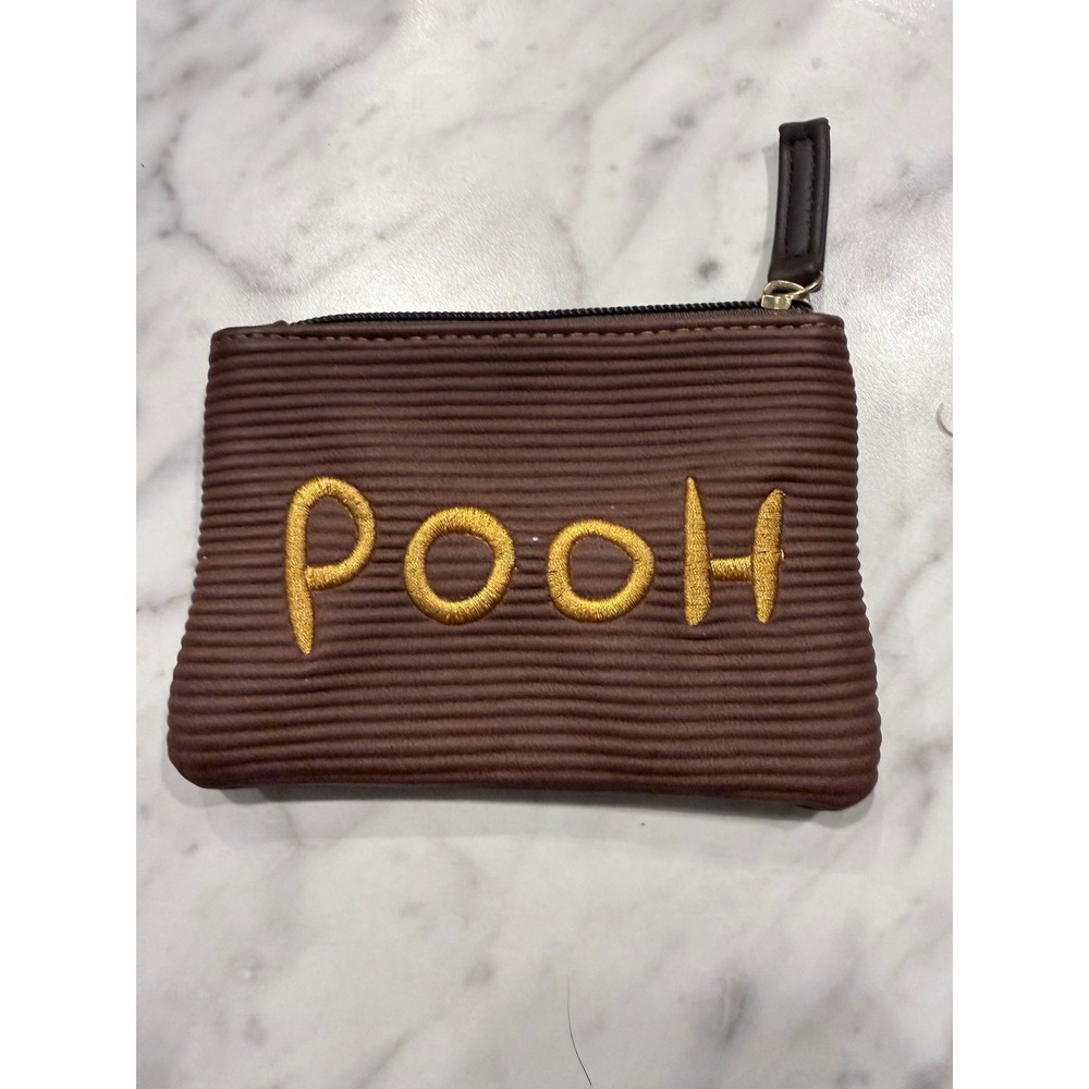 Disney Loungefly Winnie the Pooh Brown Ribbed Simulated Leather Coin Purse Pouch